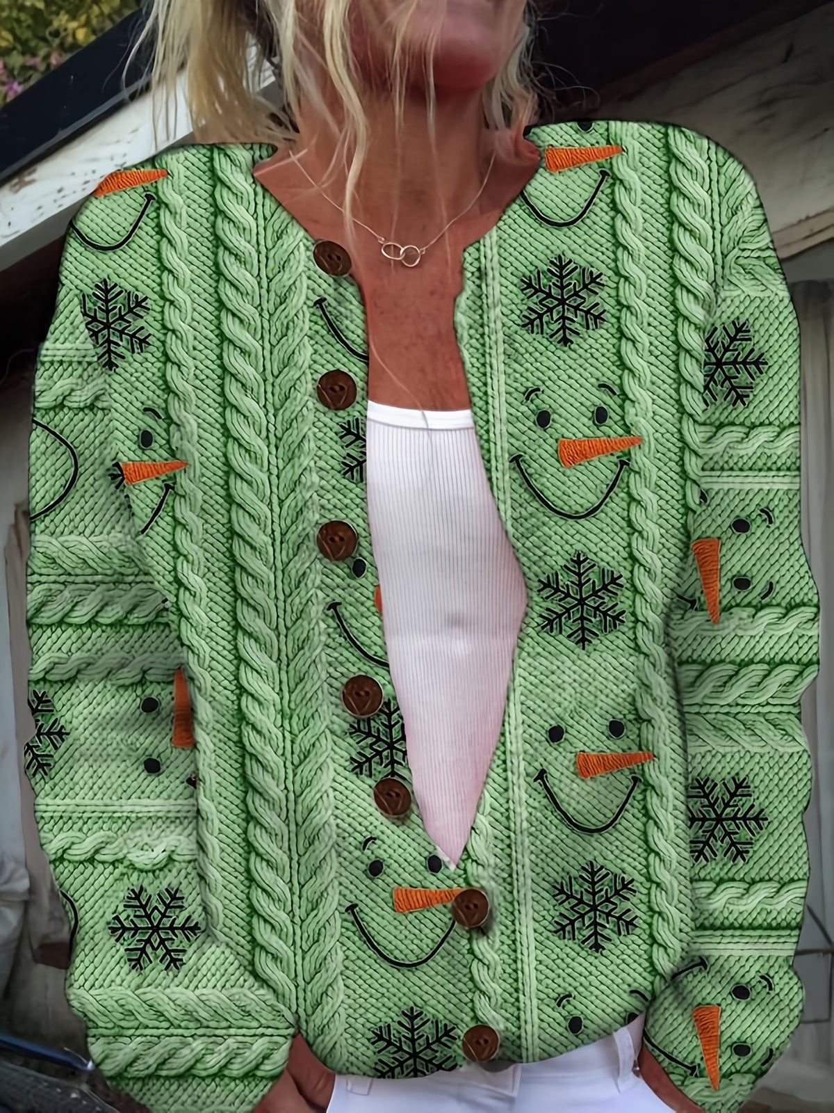 Neva™ | Snowflake Print Cardigan