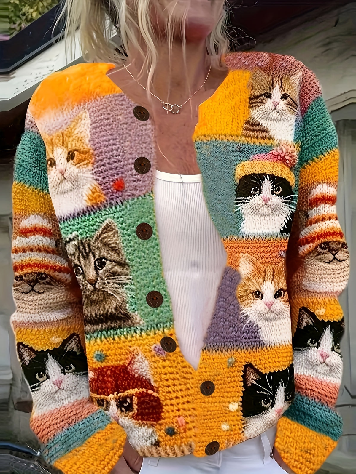 Elowen™ | Colorful Cat Cardigan