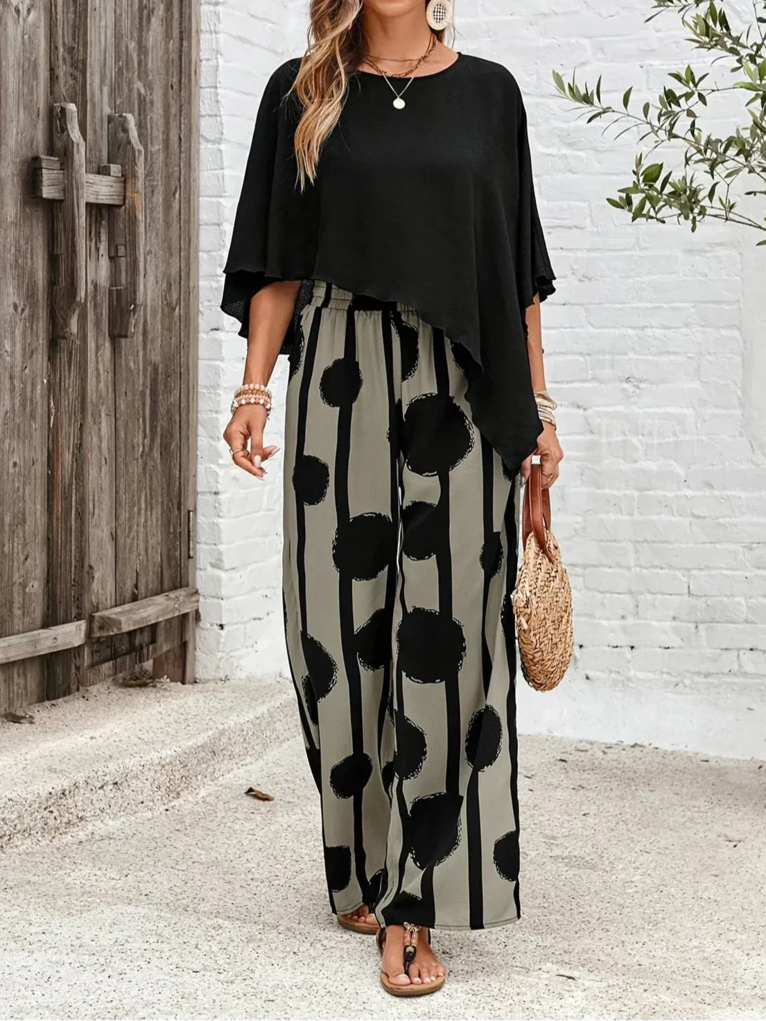 Kalliope -  Comfortable Elastic Waist Two-Piece Set