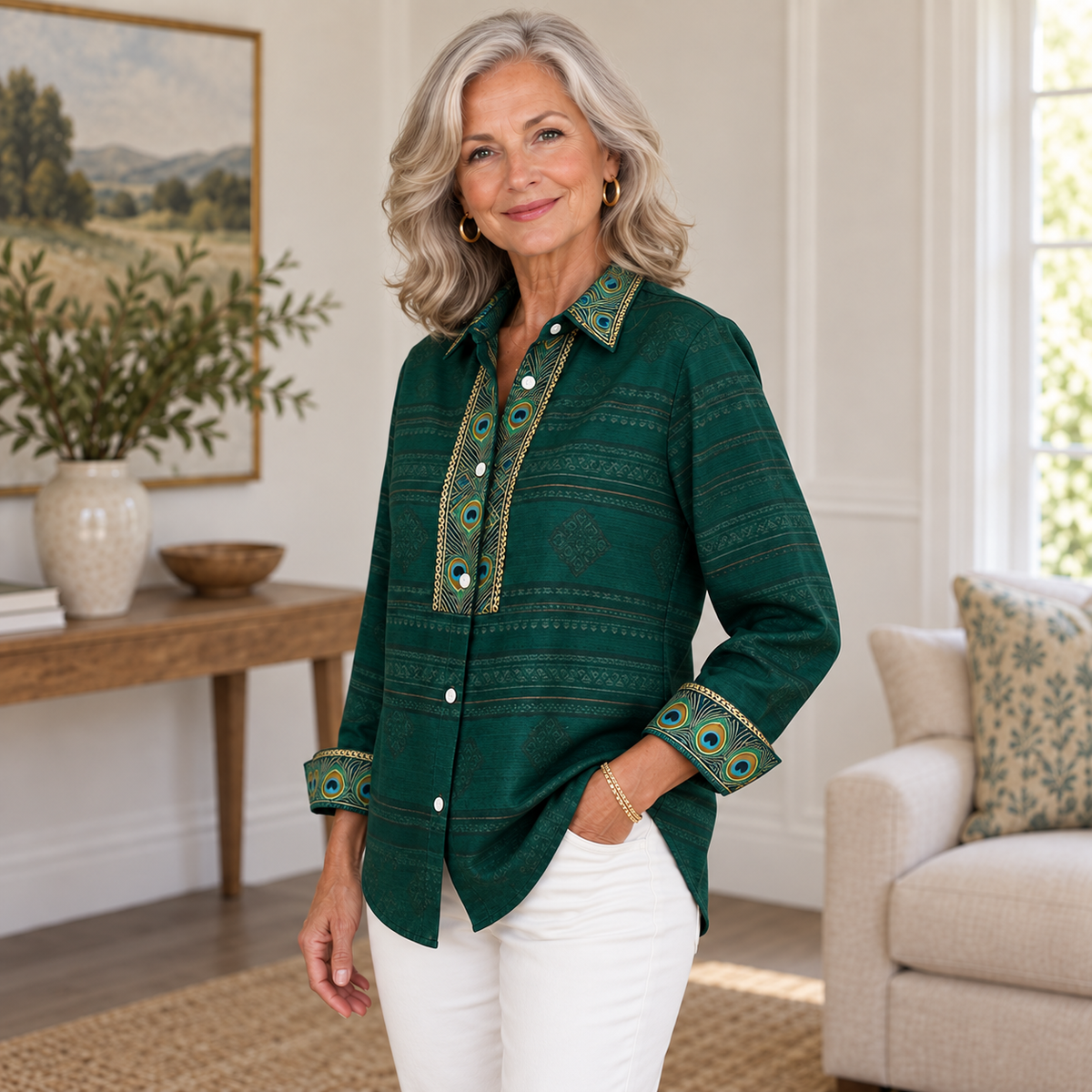 Evelyn | Printed Button-Front Blouse