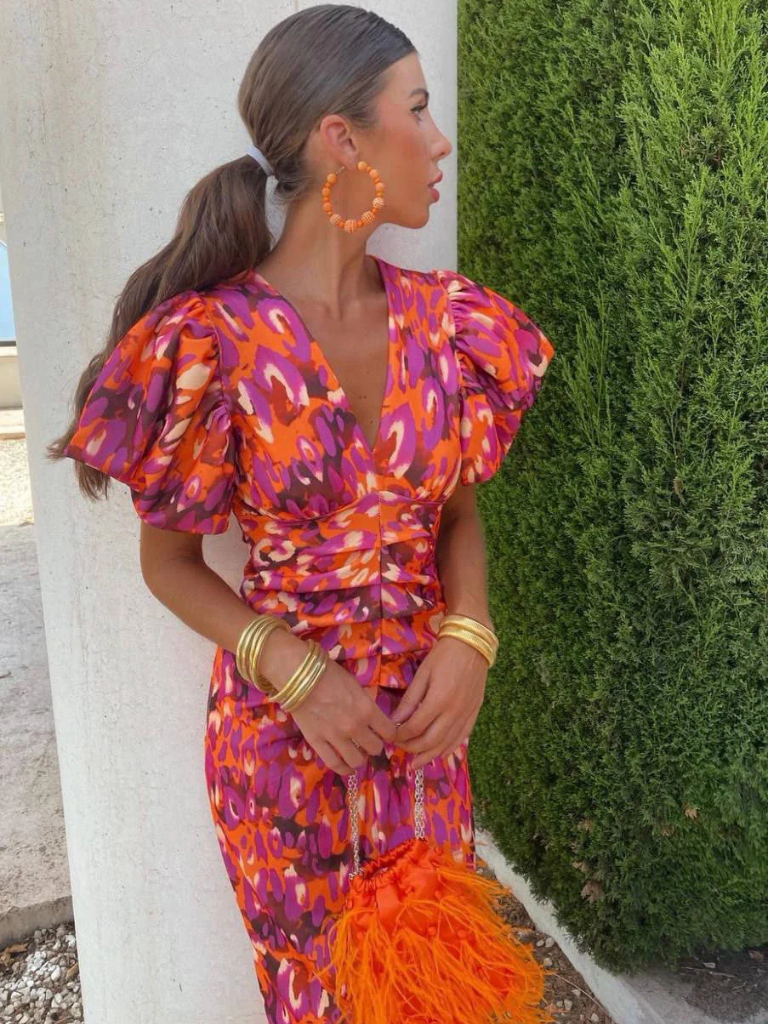 Amelia™ | Vivid Pleated Midi Dress