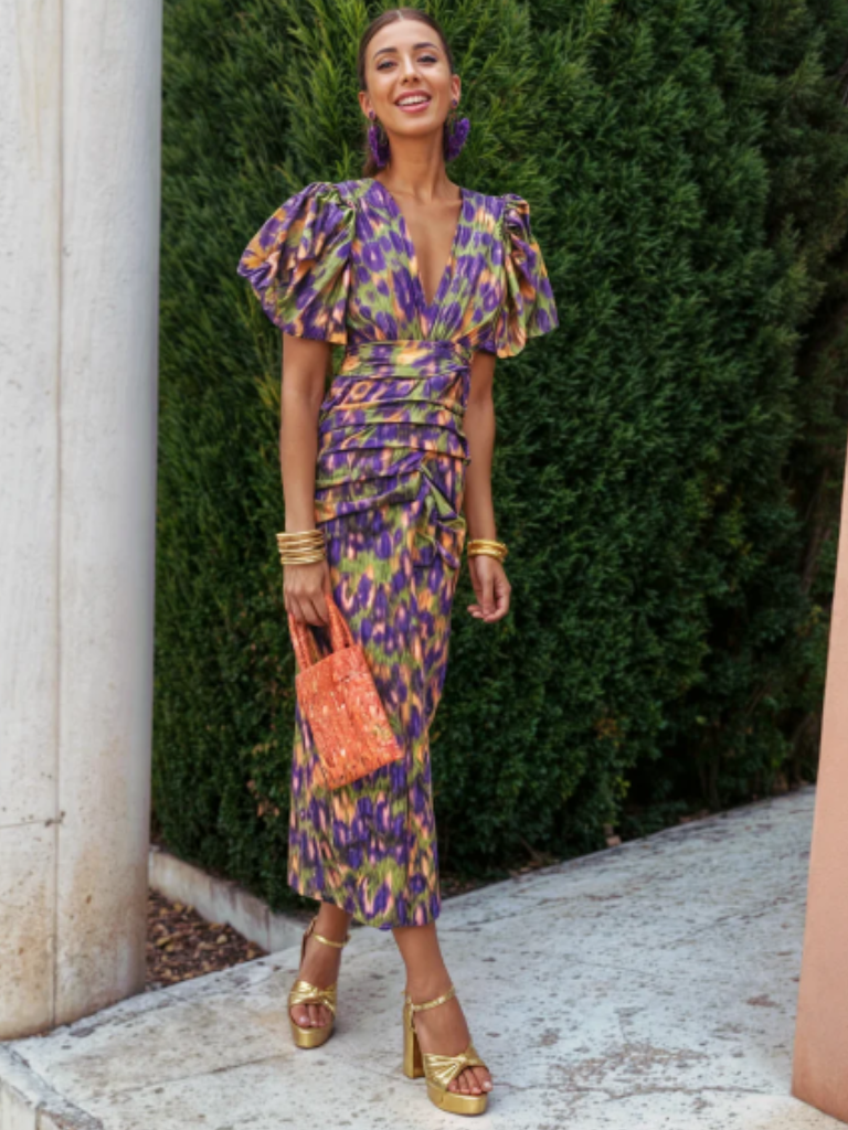 Amelia™ | Vivid Pleated Midi Dress