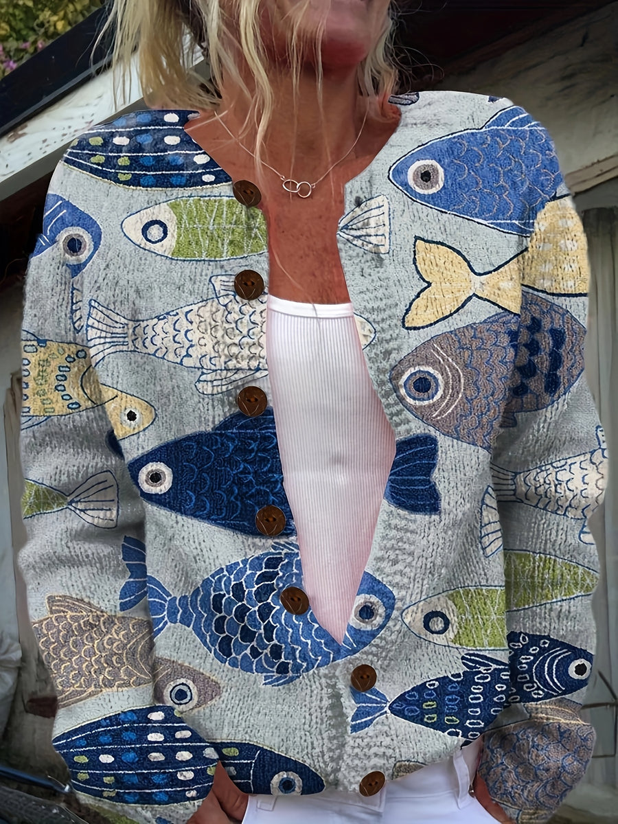 Marina™ | Fish Print Cardigan