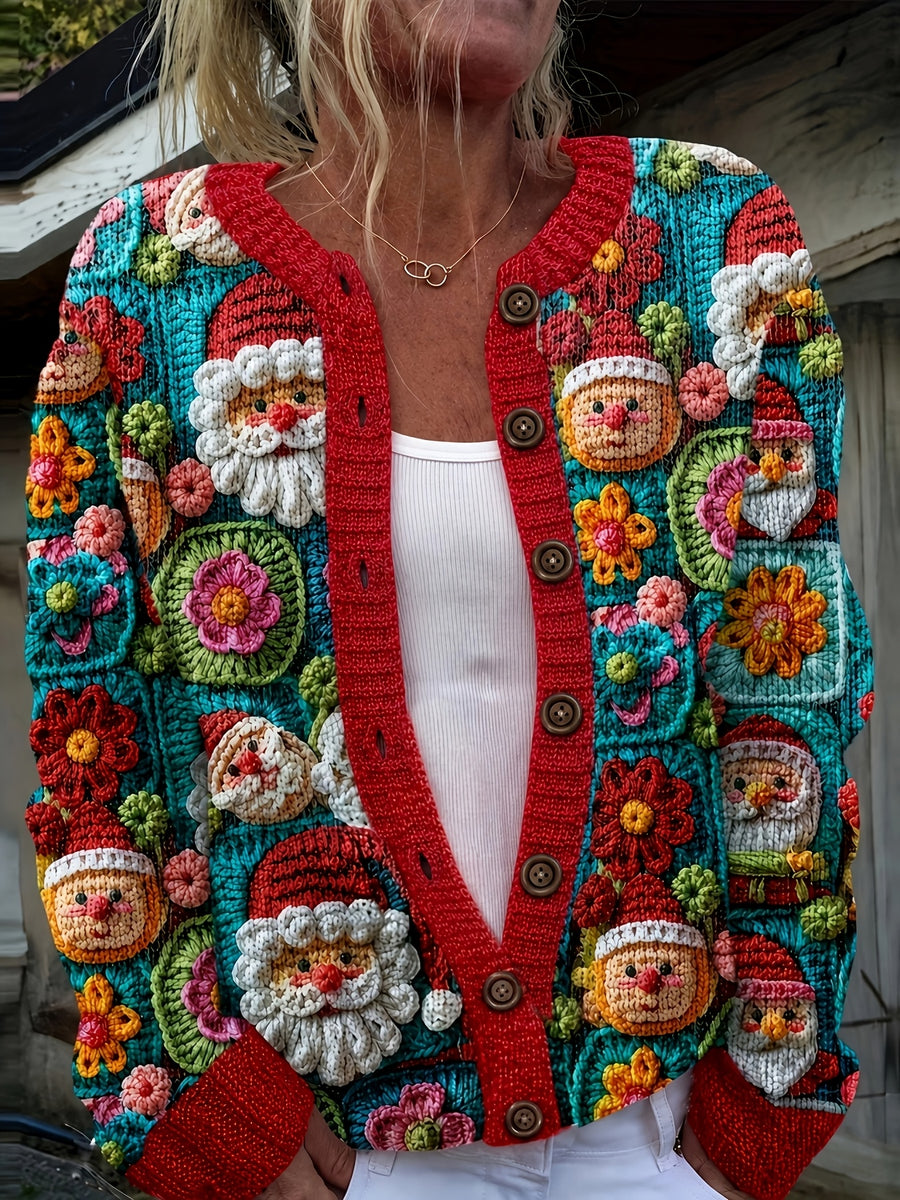 Noelle™ | Santa Print Cardigan