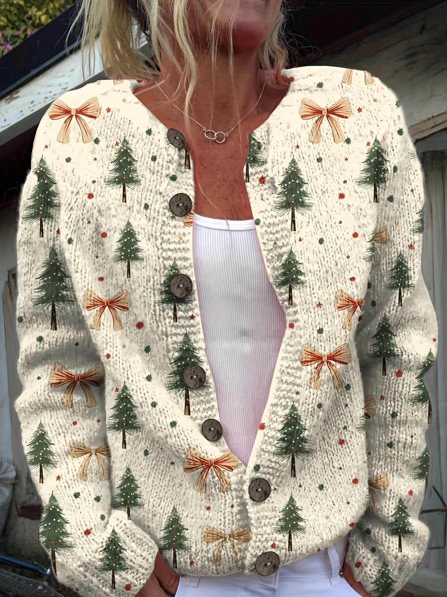Ivy™ | Christmas Tree Print Cardigan