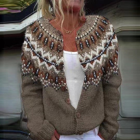 Adeline™ | Fair Isle Knit Cardigan