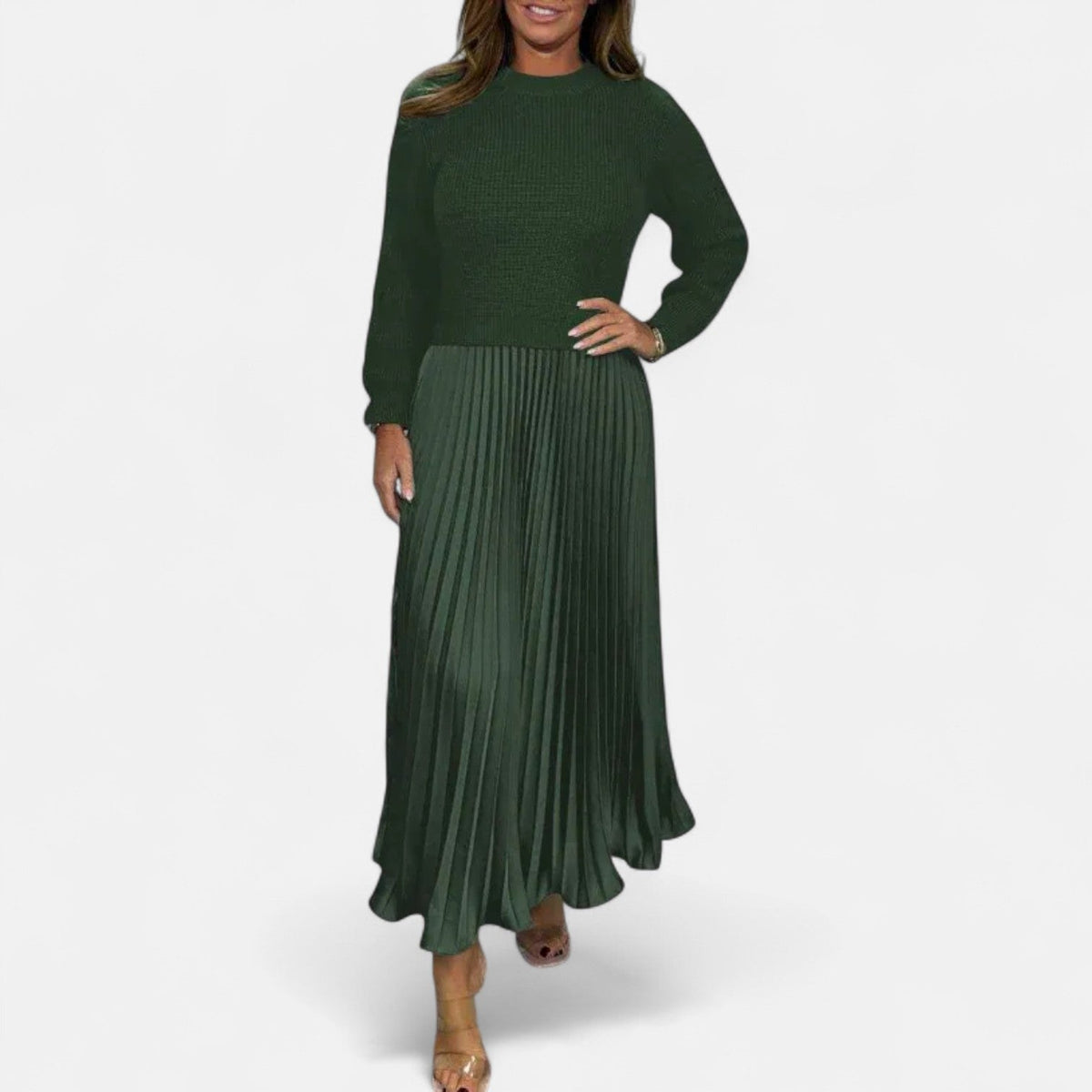 Claudia - Maxi dress with sweater and pleated skirt